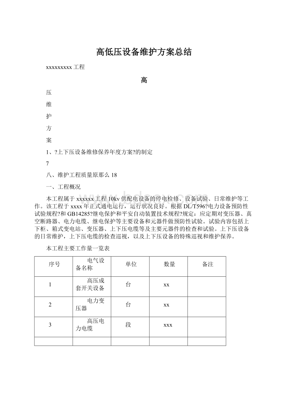 高低压设备维护方案总结.docx_第1页