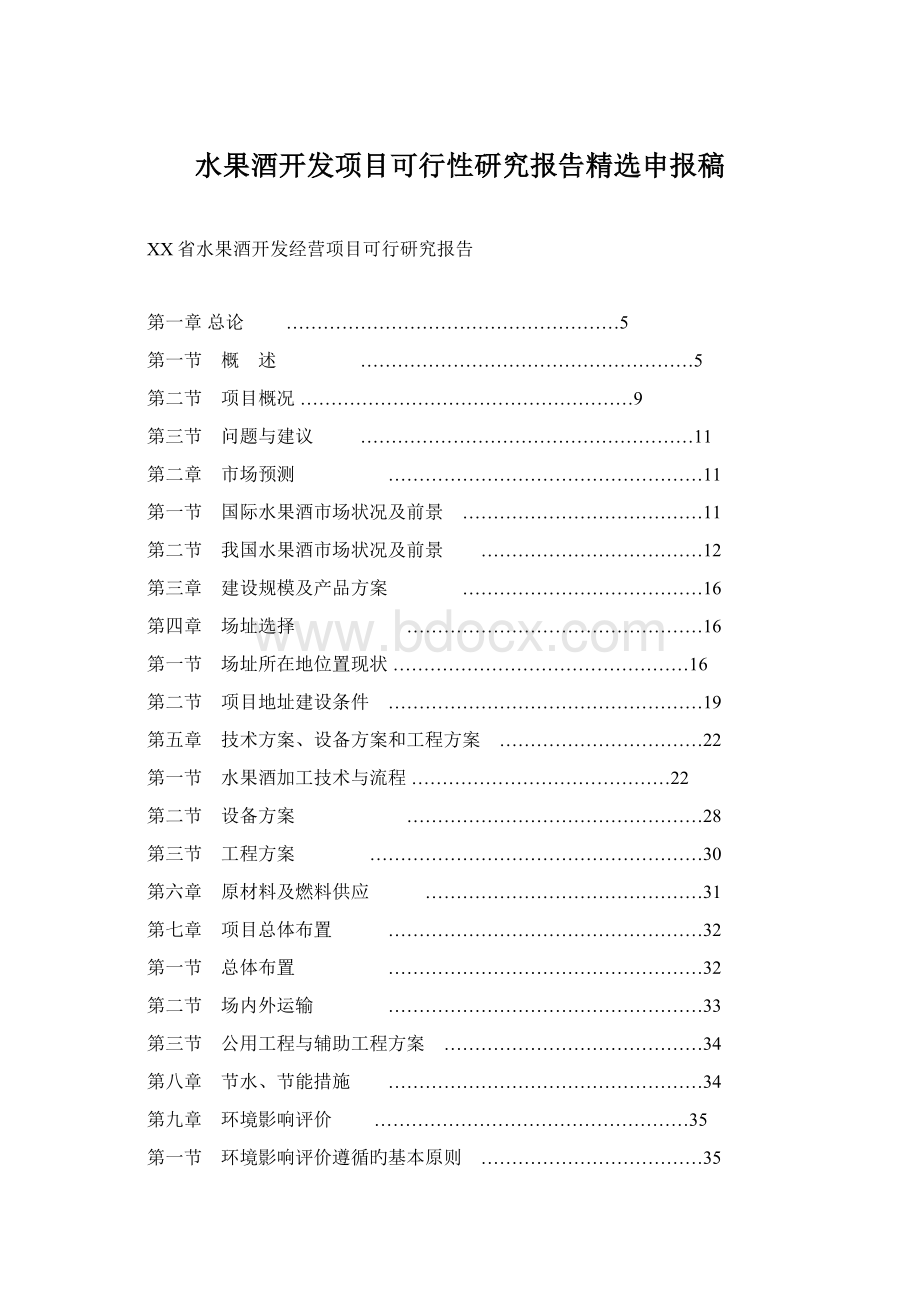 水果酒开发项目可行性研究报告精选申报稿Word文件下载.docx