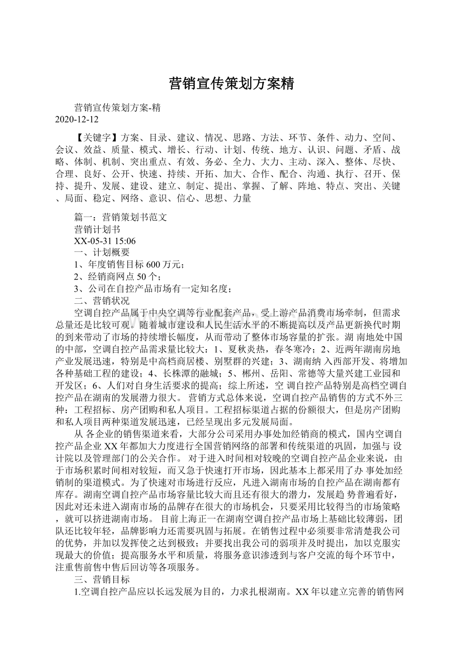 营销宣传策划方案精Word文档下载推荐.docx