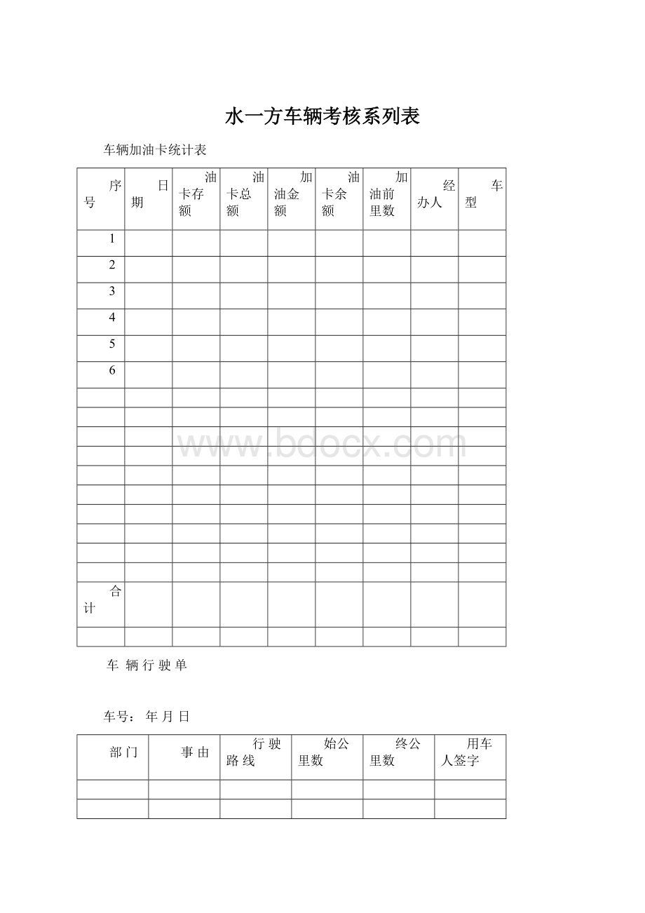 水一方车辆考核系列表.docx