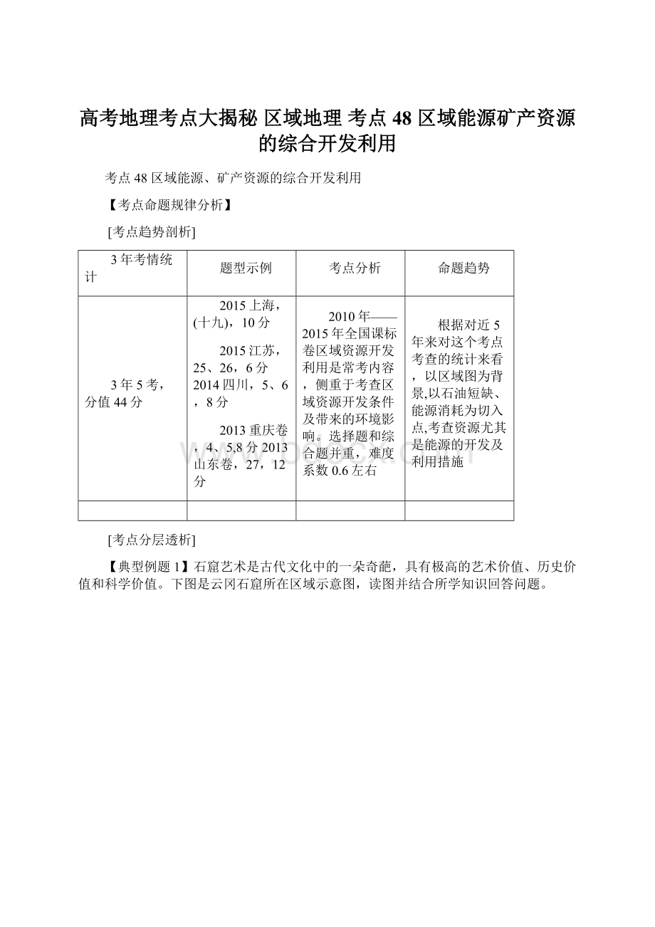 高考地理考点大揭秘 区域地理 考点48 区域能源矿产资源的综合开发利用.docx_第1页