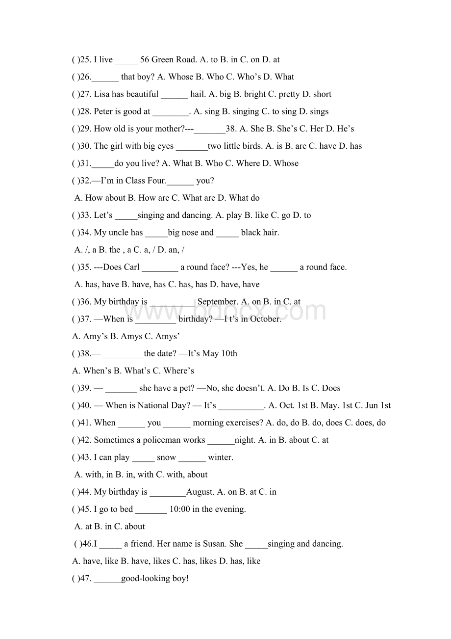 小学段英语单选题汇集Word文档下载推荐.docx_第2页