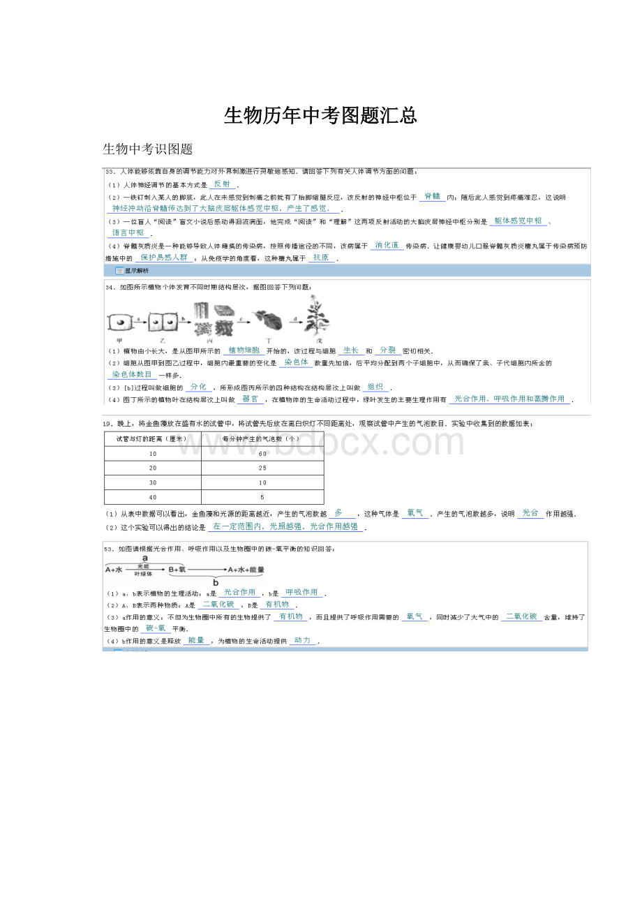 生物历年中考图题汇总.docx