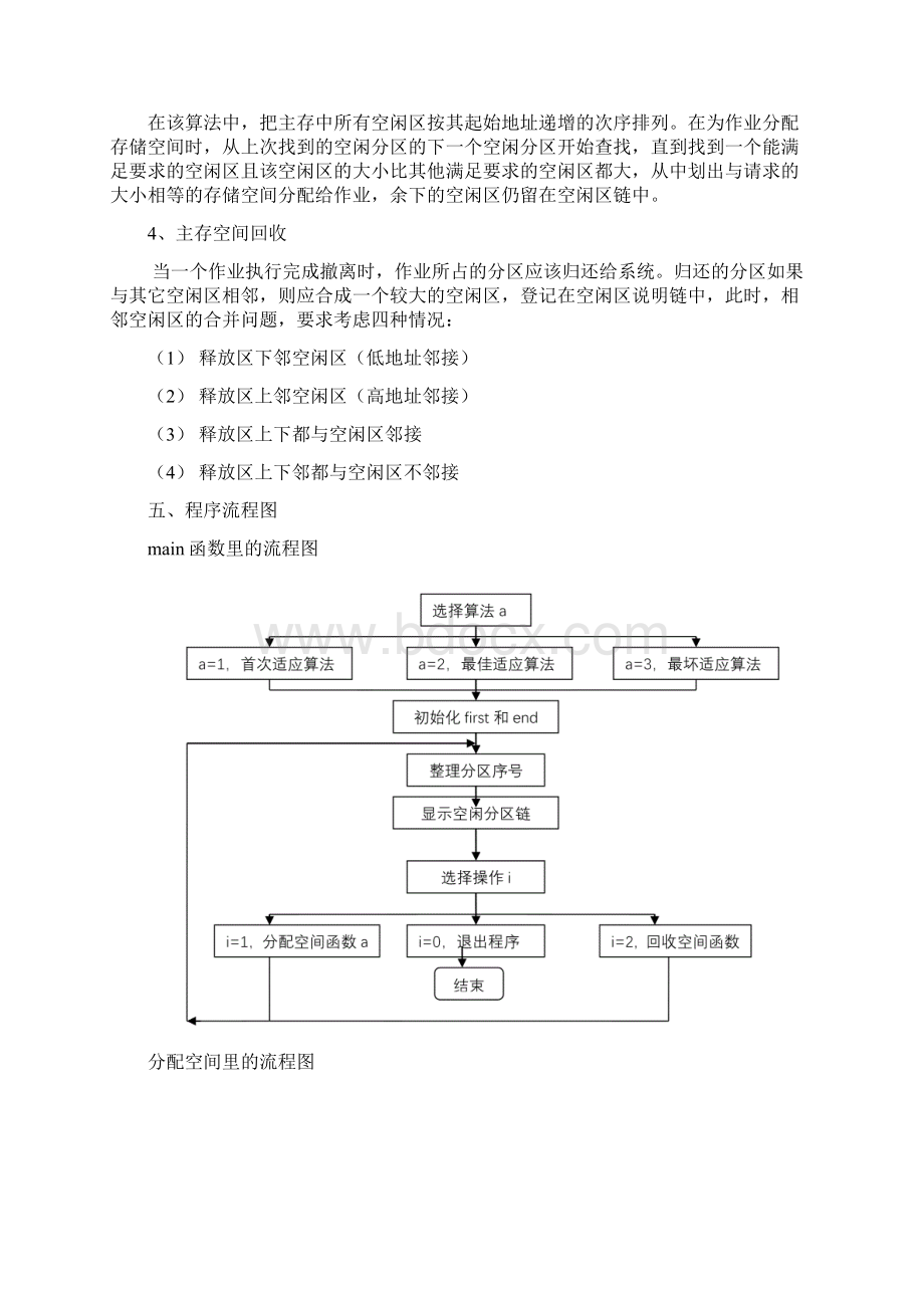 操作系统实验四报告主存空间分配和回收源码.docx_第3页