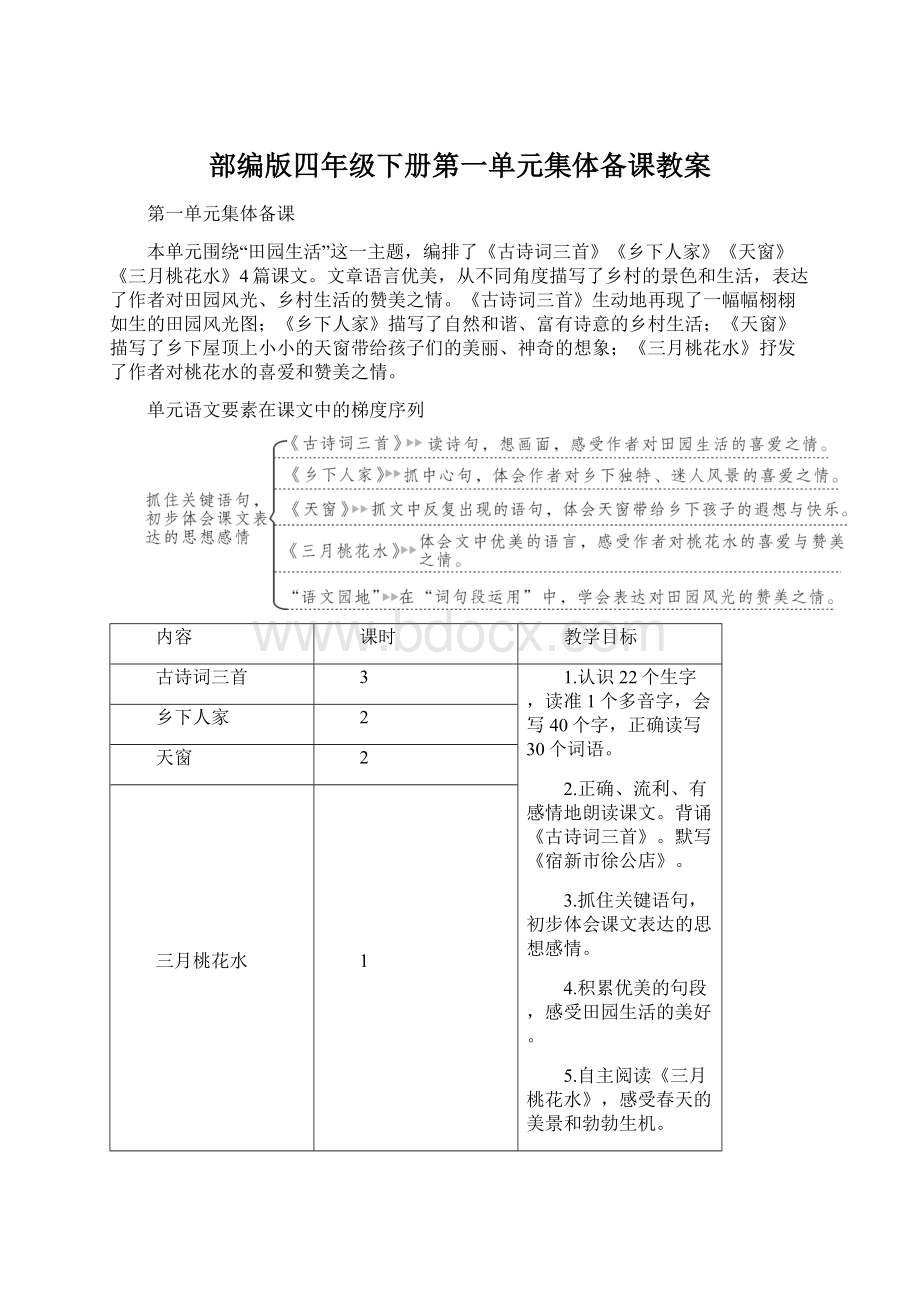 部编版四年级下册第一单元集体备课教案.docx