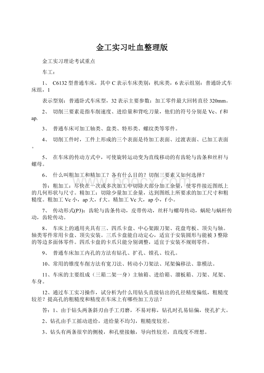 金工实习吐血整理版Word文档下载推荐.docx_第1页