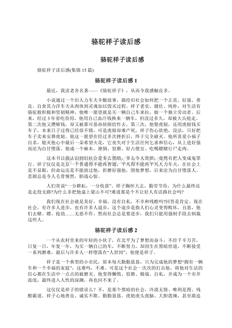 骆驼祥子读后感Word文档下载推荐.docx