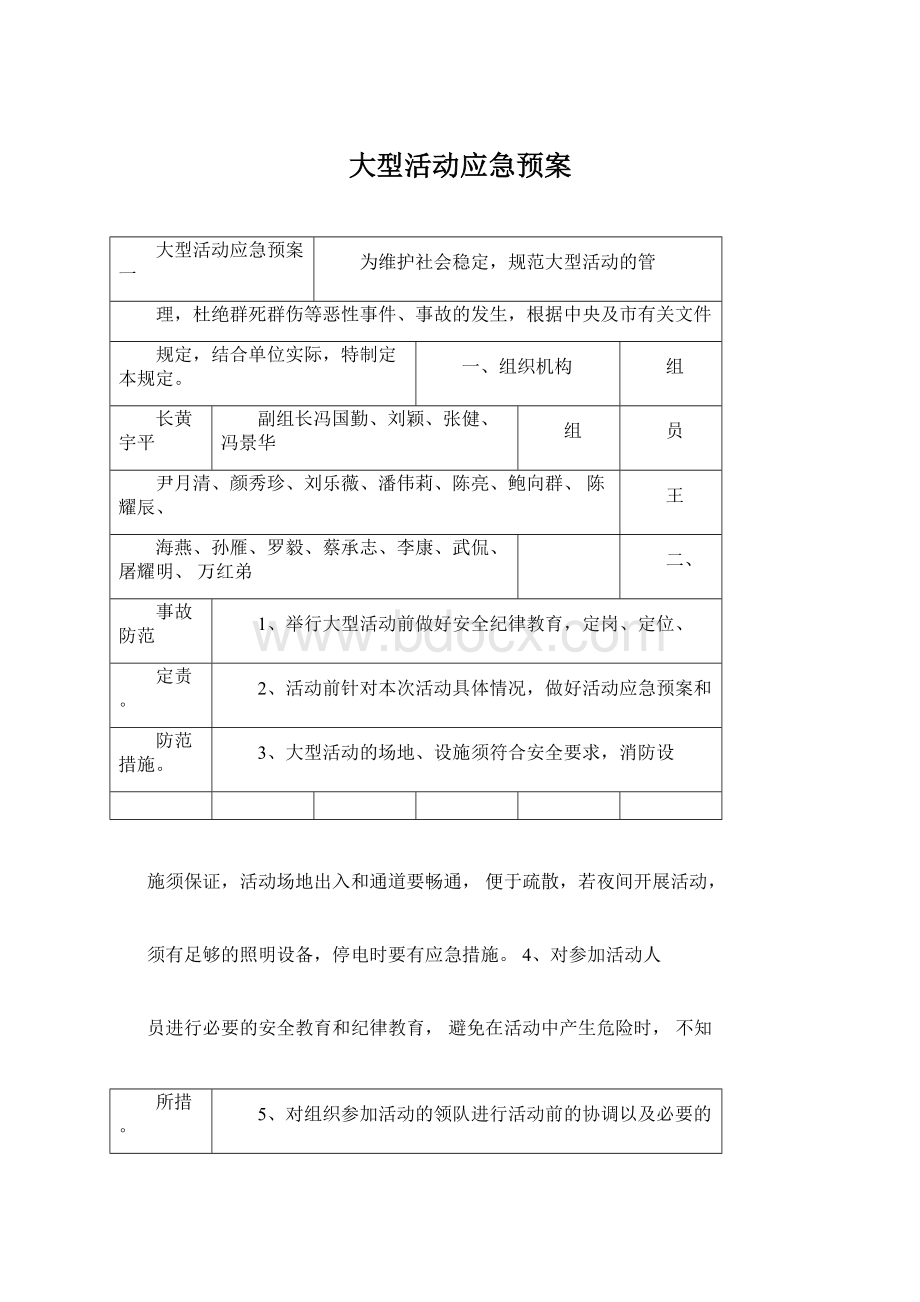 大型活动应急预案Word文件下载.docx