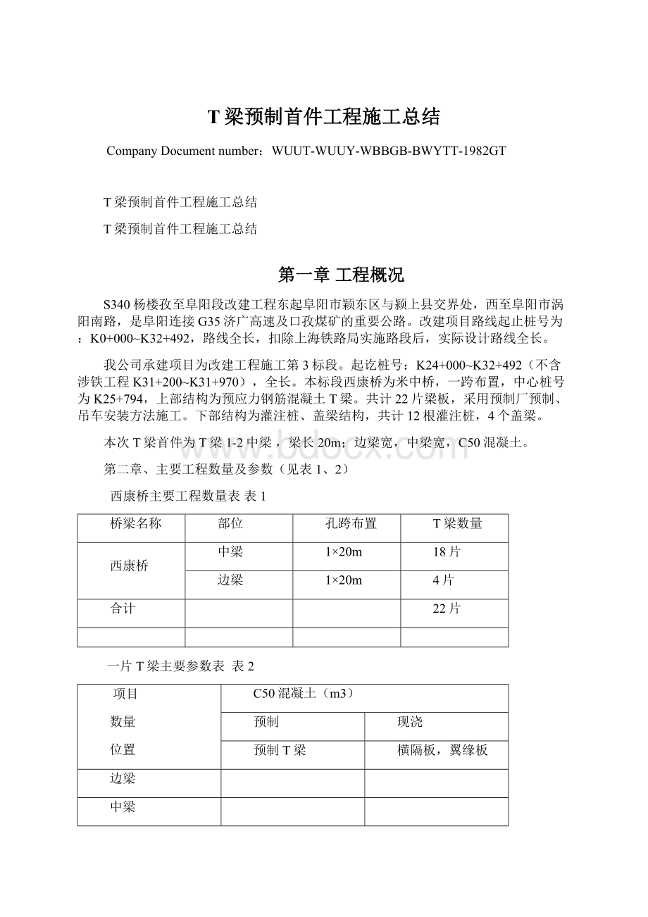 T梁预制首件工程施工总结.docx_第1页