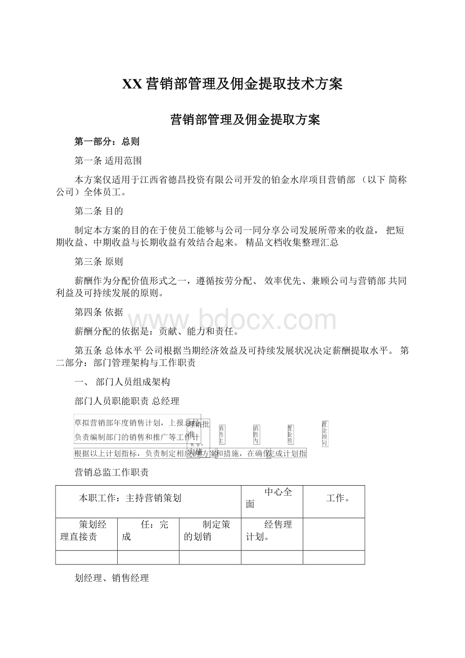 XX营销部管理及佣金提取技术方案.docx