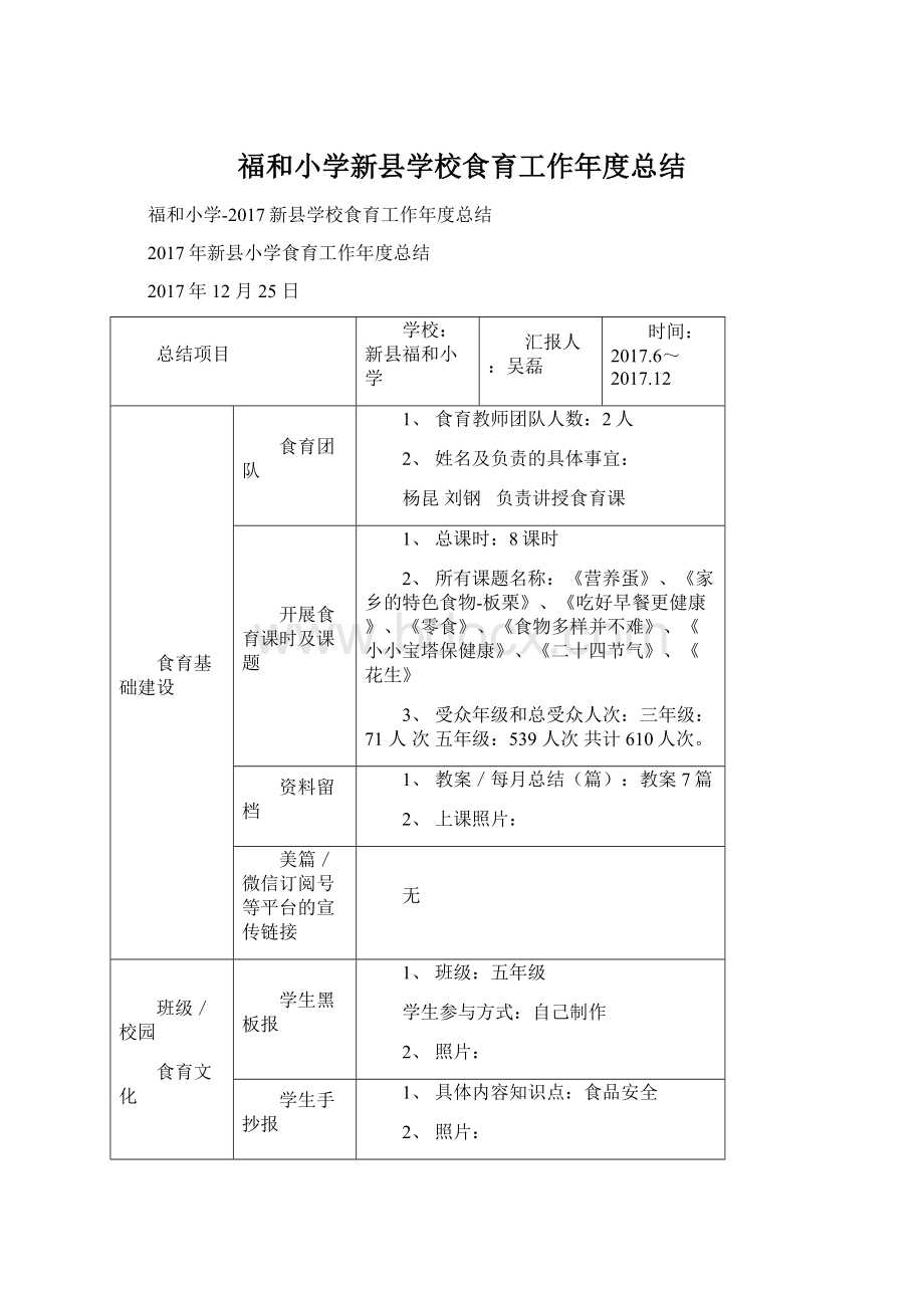 福和小学新县学校食育工作年度总结Word下载.docx_第1页