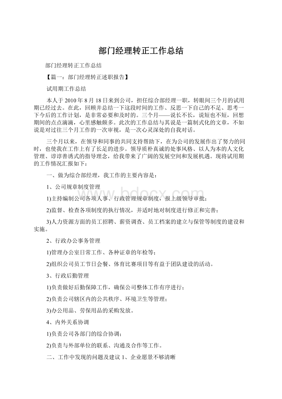 部门经理转正工作总结.docx