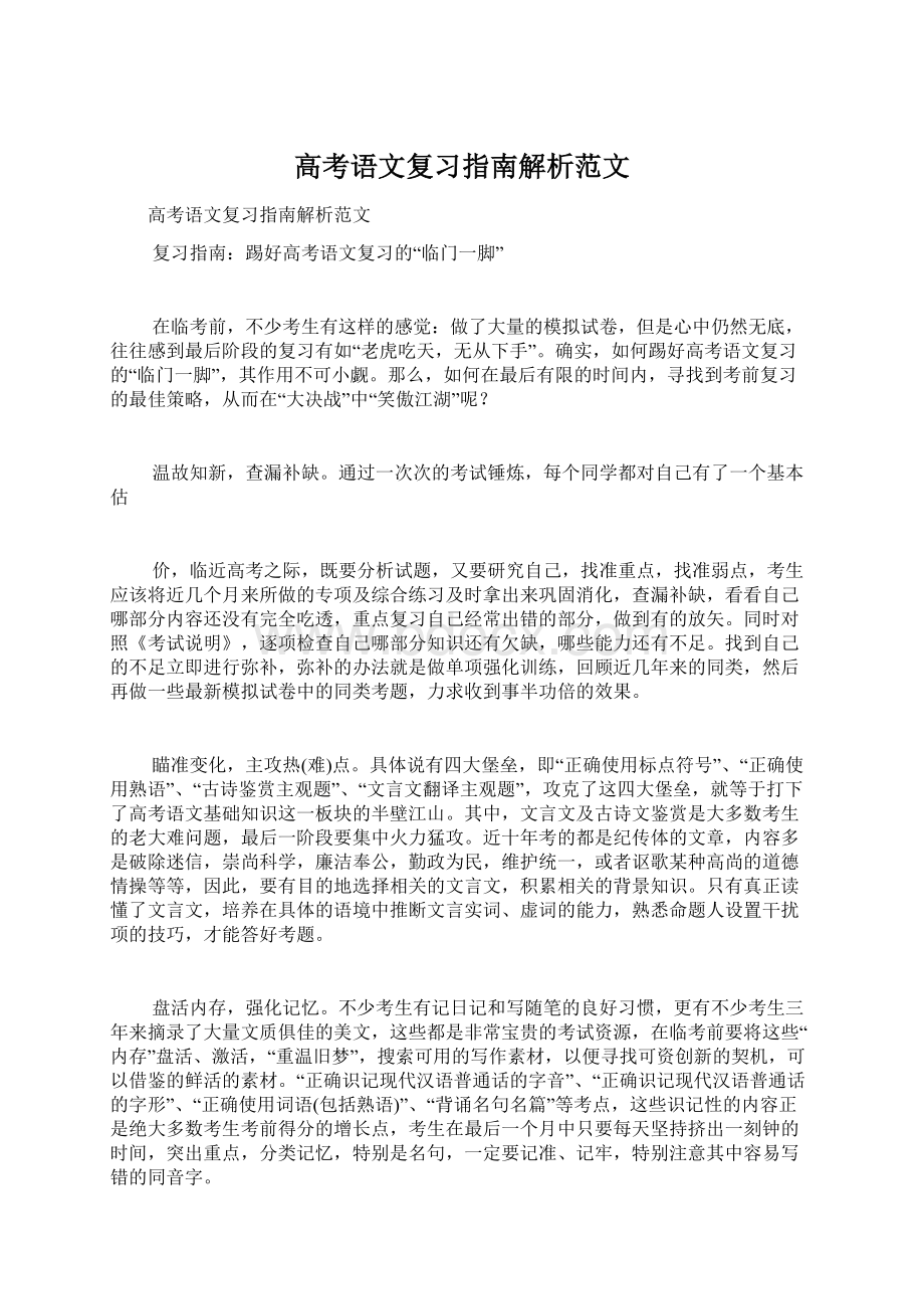 高考语文复习指南解析范文.docx