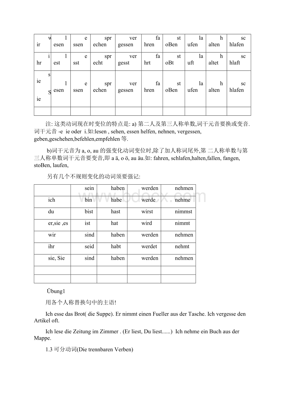 基础德语语法IDieKonjungationderVerbenimPrsens基础动词变位.docx_第3页