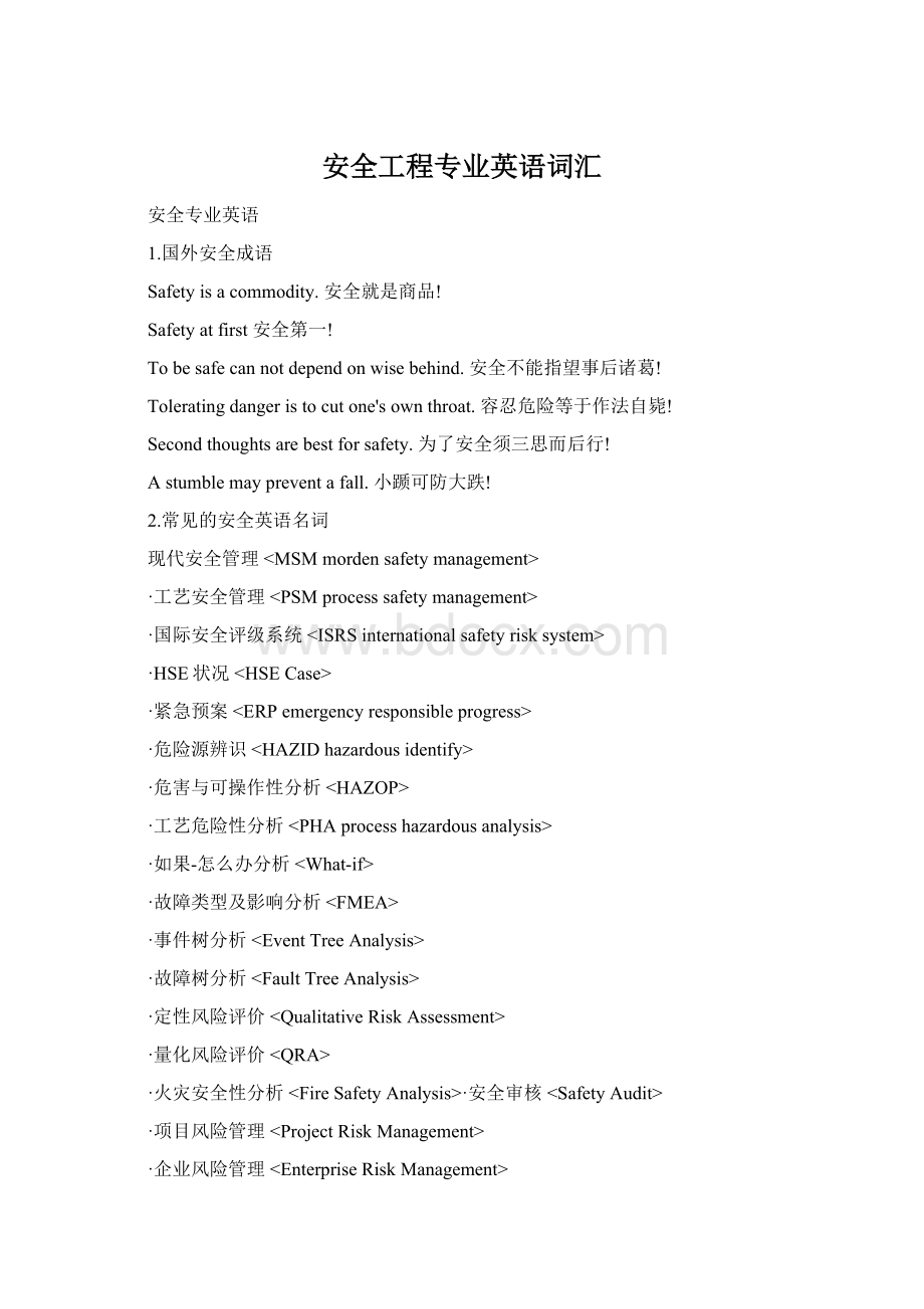 安全工程专业英语词汇Word下载.docx_第1页