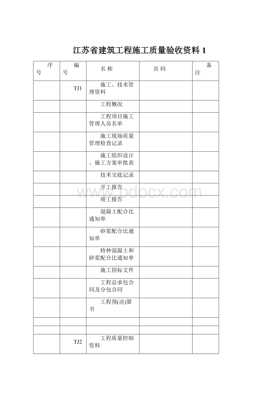 江苏省建筑工程施工质量验收资料 1.docx