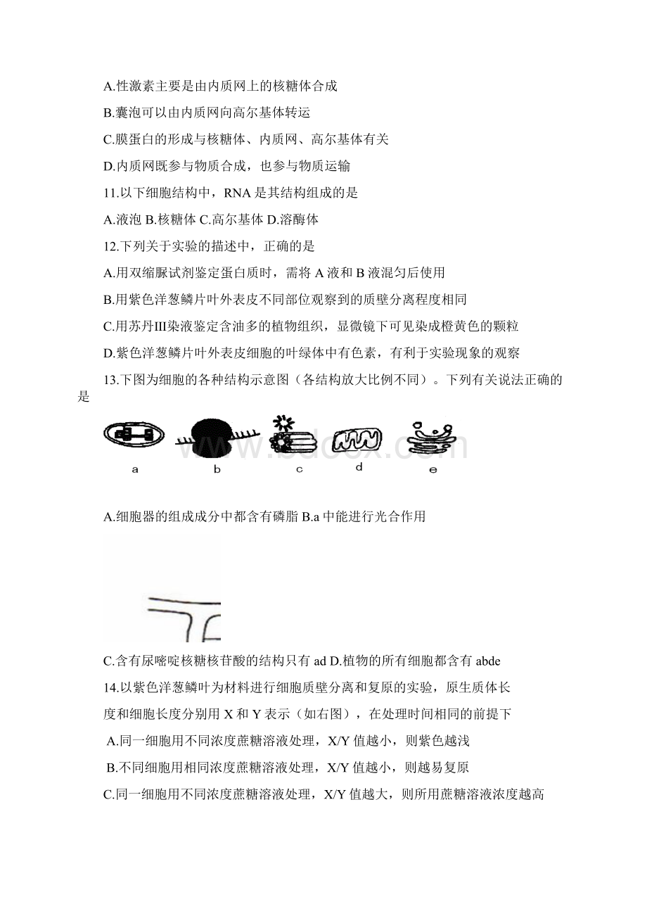 浙江省富阳市第二中学学年高一生物下学期分班考试试题Word文件下载.docx_第3页