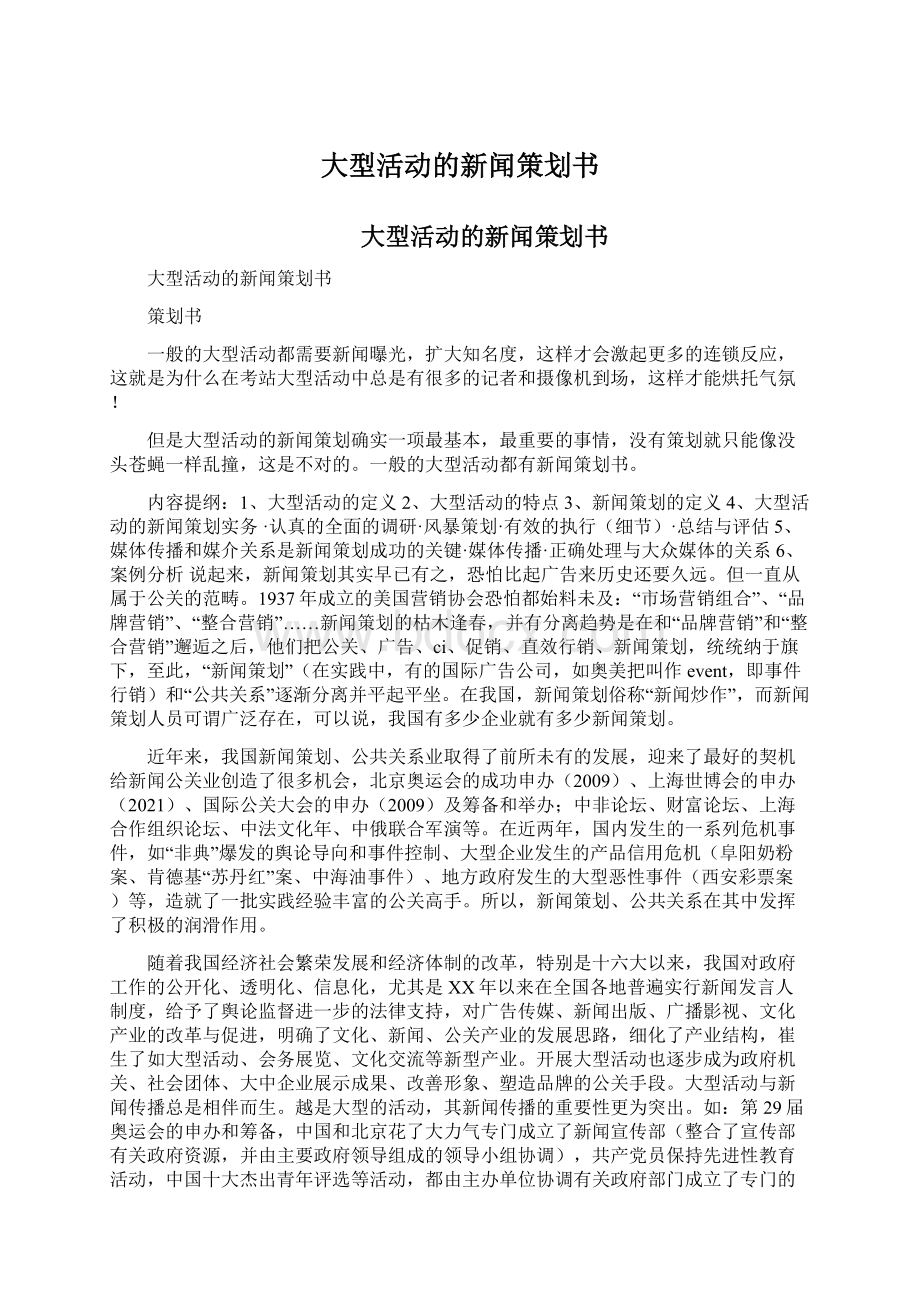 大型活动的新闻策划书文档格式.docx