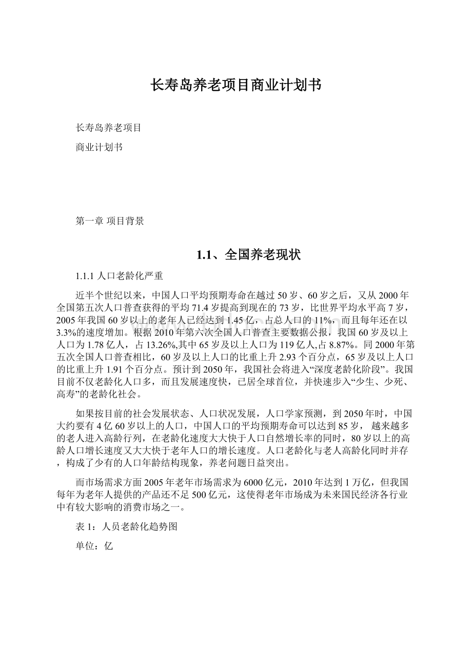 长寿岛养老项目商业计划书.docx