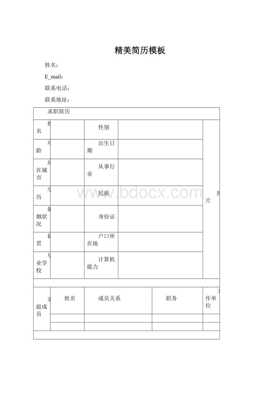 精美简历模板文档格式.docx