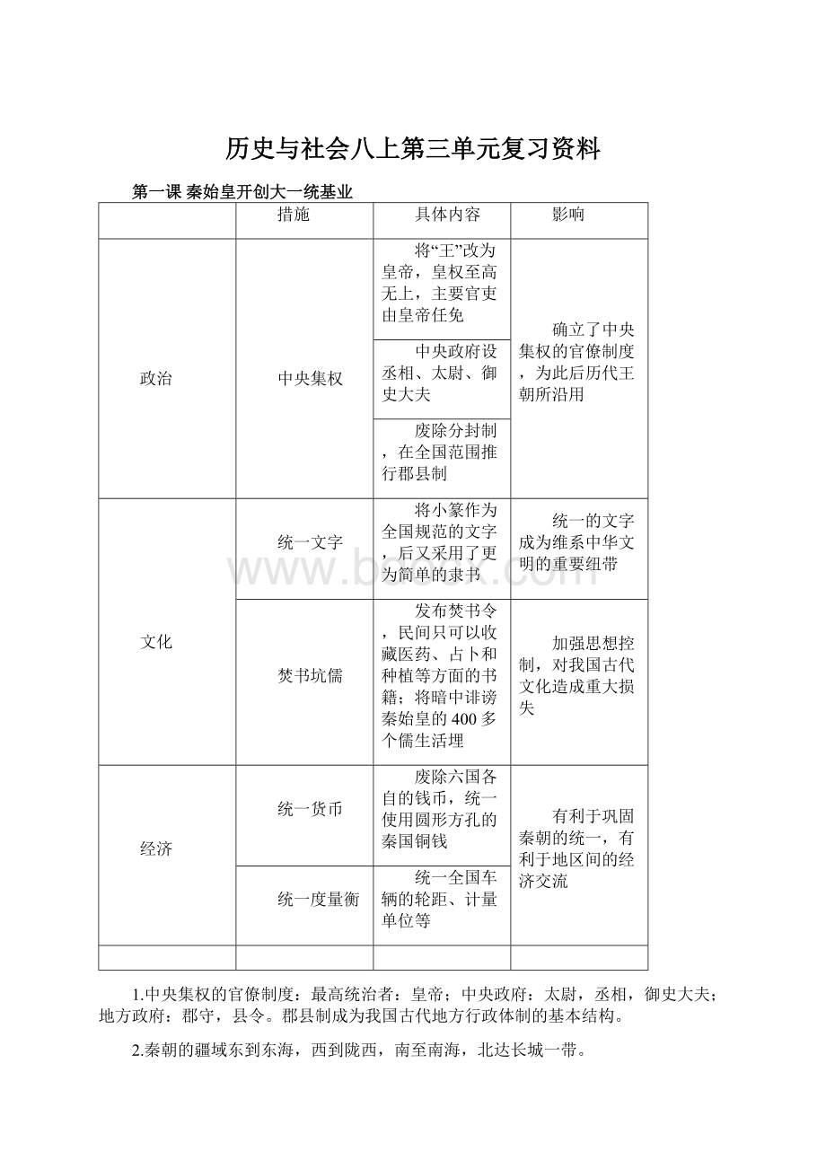 历史与社会八上第三单元复习资料.docx_第1页