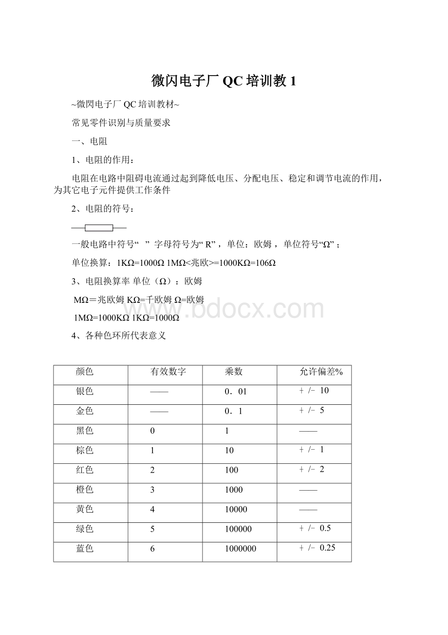 微闪电子厂QC培训教1.docx_第1页