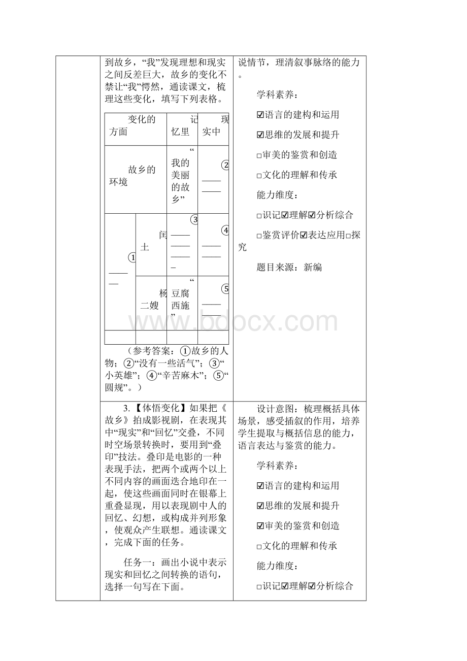 人教版九年级语文上册 故乡 双减分层作业设计样例 案例.docx_第2页