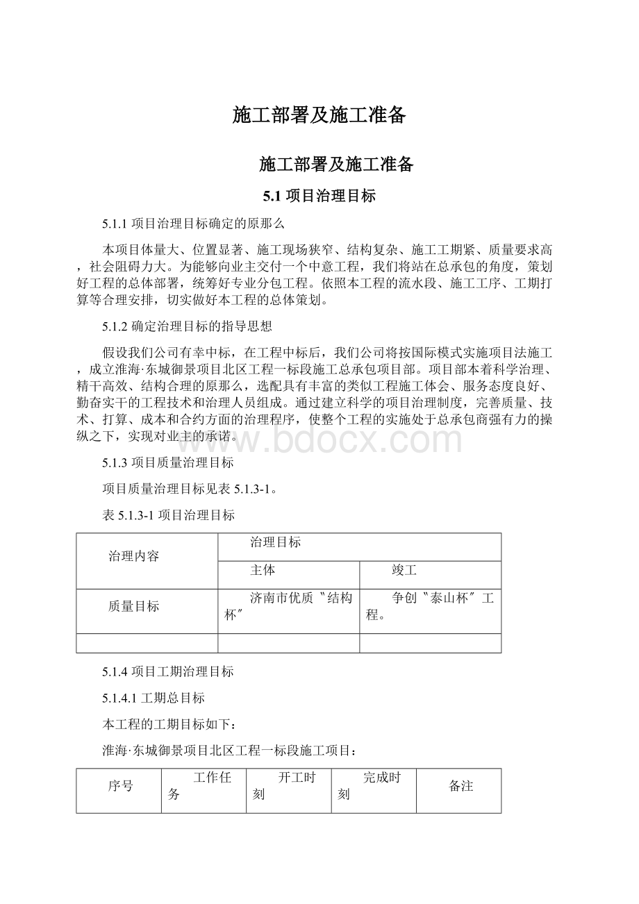 施工部署及施工准备Word文档下载推荐.docx_第1页