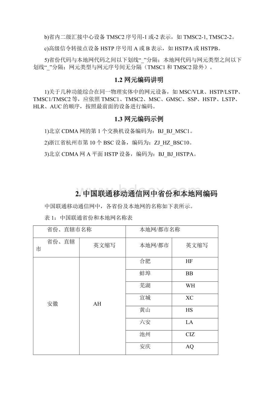 中国联通移动通信网网元编码原则Word格式文档下载.docx_第3页