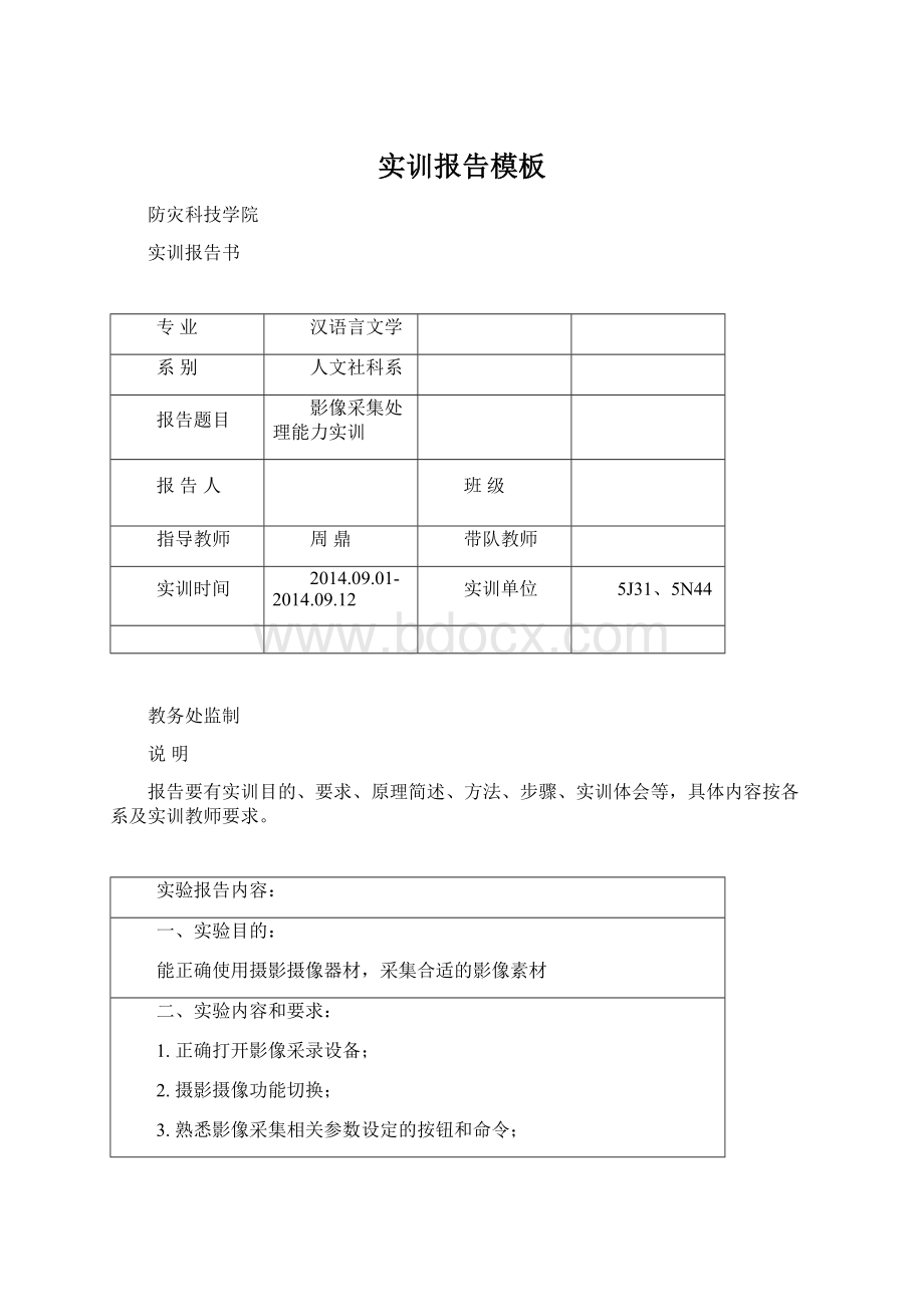 实训报告模板Word格式文档下载.docx