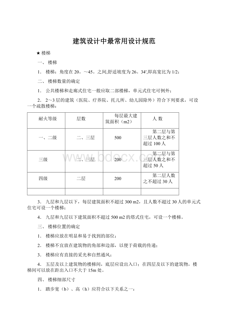 建筑设计中最常用设计规范Word文档格式.docx_第1页