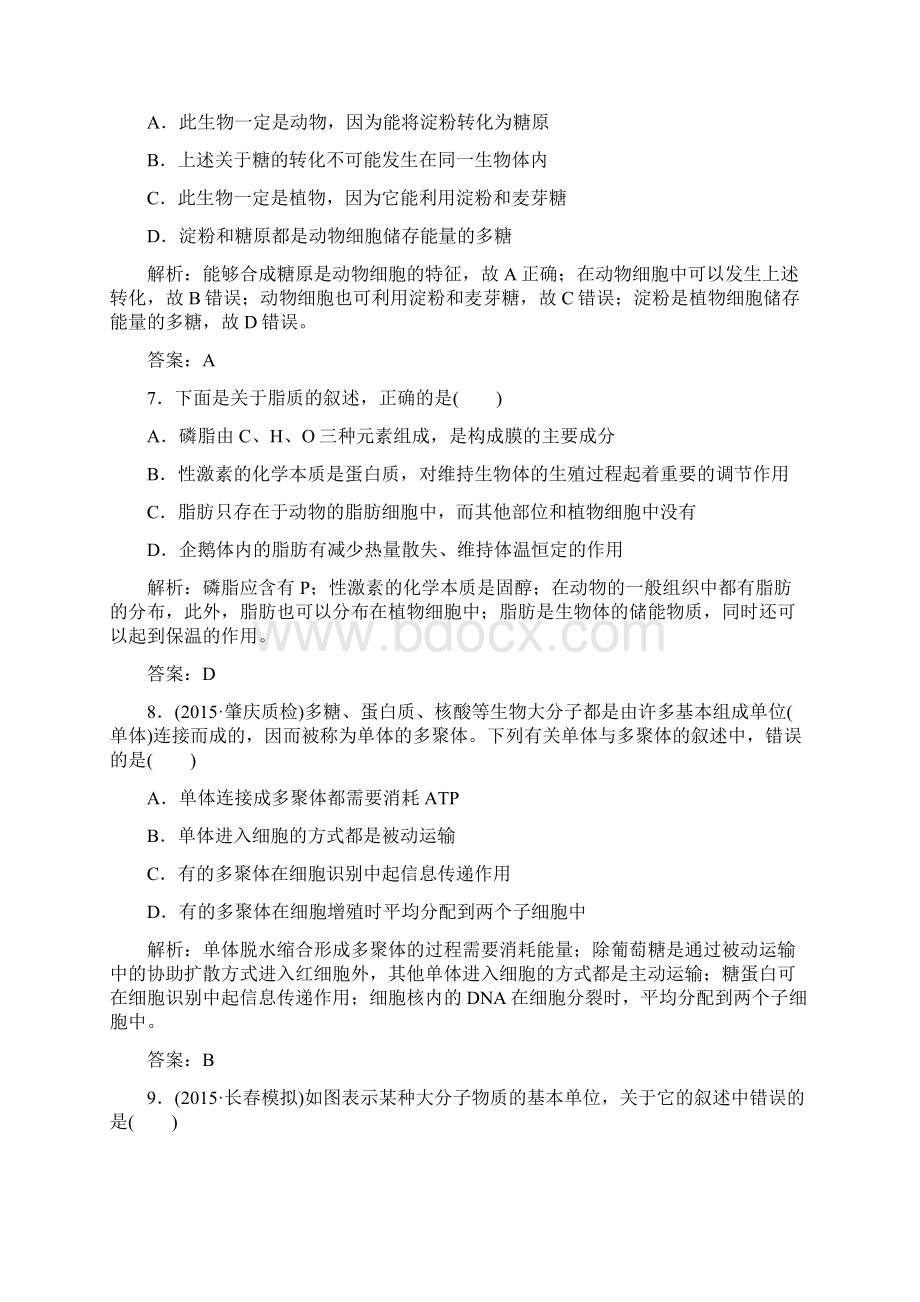 讲与练高三总复习 生物必修一人教版章节测试 第二章《组成细胞的分子》 遗传信息的携带者Word文件下载.docx_第3页