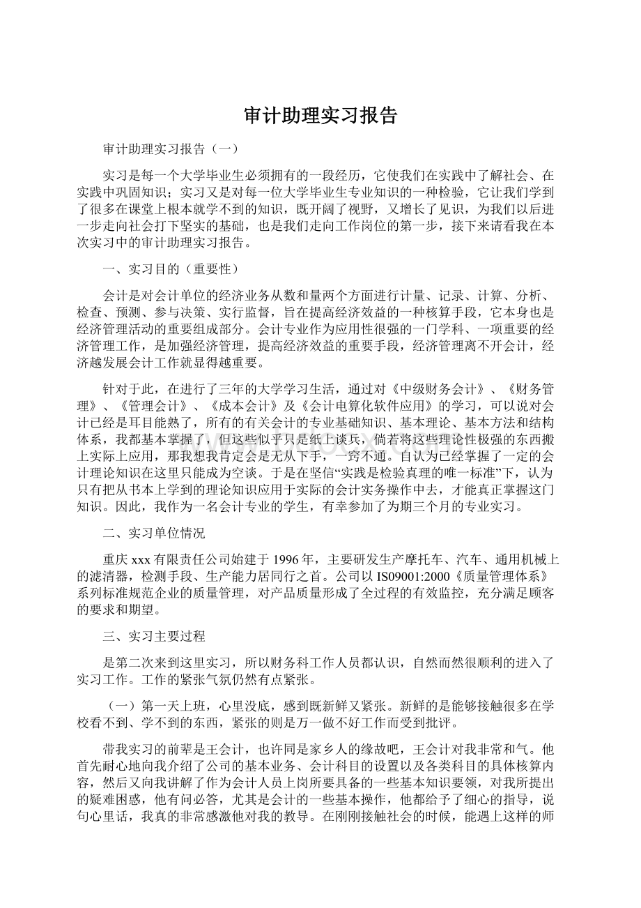 审计助理实习报告.docx_第1页