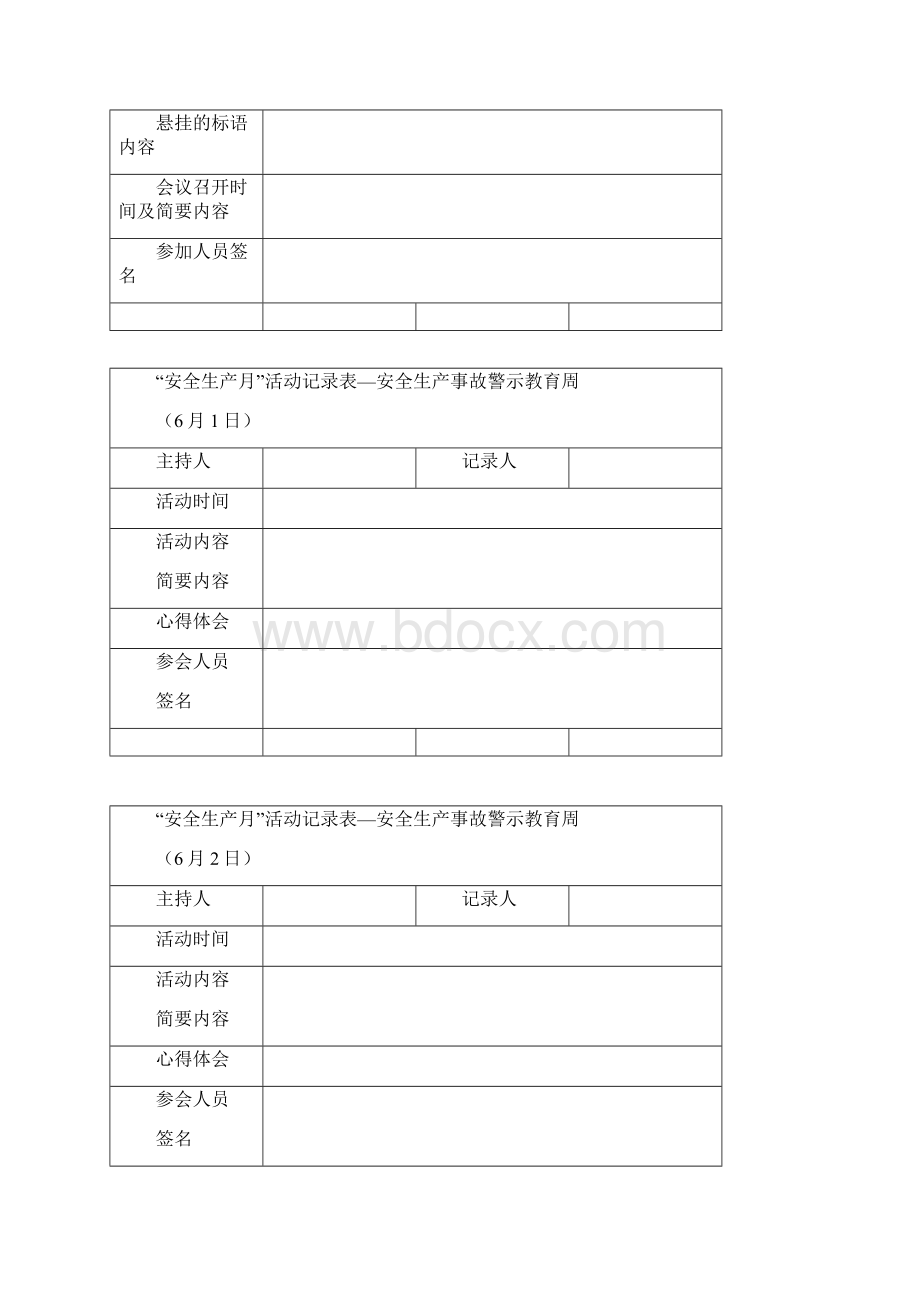 安全生产年安全生产月活动记录表最全版Word格式.docx_第2页