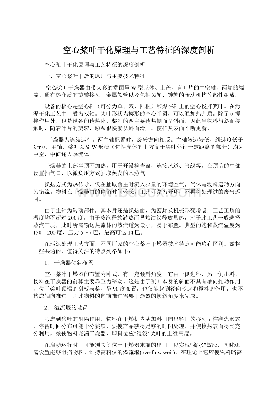 空心桨叶干化原理与工艺特征的深度剖析Word文档下载推荐.docx