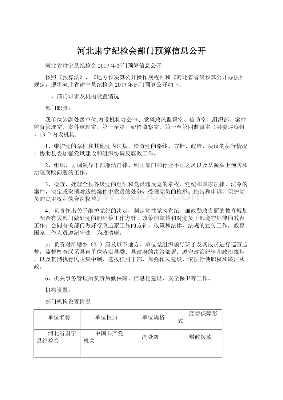 河北肃宁纪检会部门预算信息公开.docx_第1页