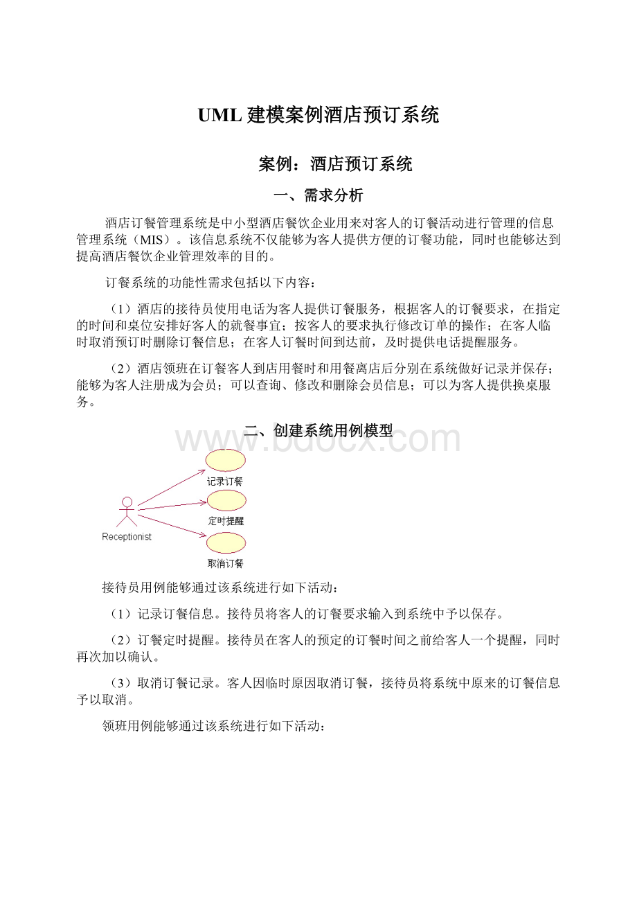 UML建模案例酒店预订系统.docx_第1页