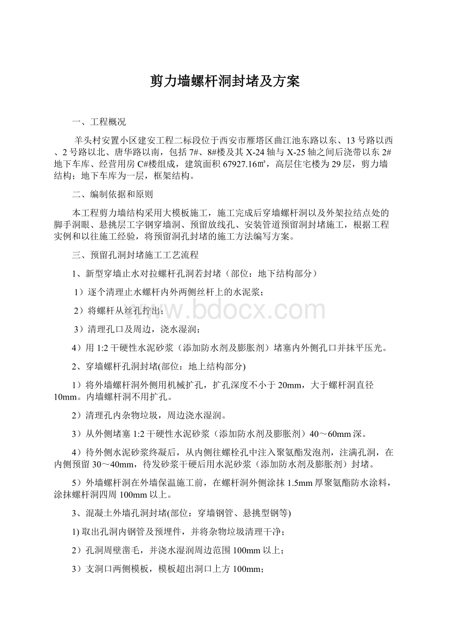 剪力墙螺杆洞封堵及方案文档格式.docx_第1页