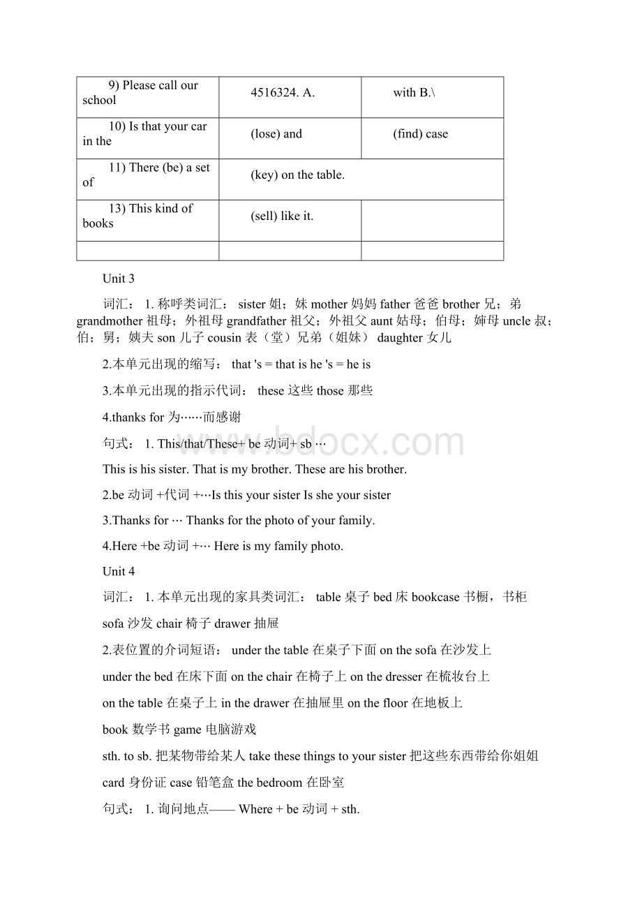 新目标人教版七年级英语上册词汇+句型+练习Word下载.docx_第3页