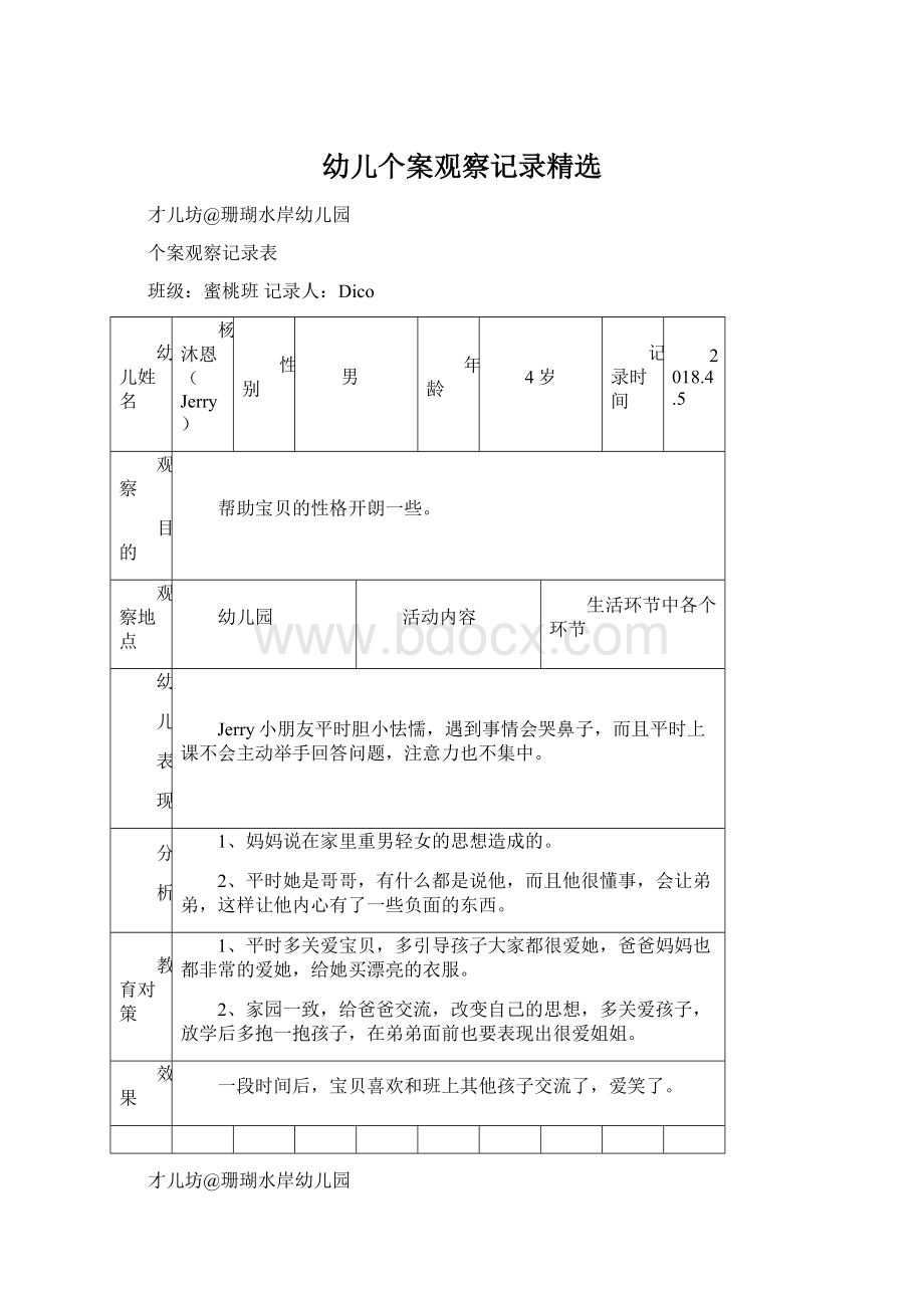 幼儿个案观察记录精选.docx_第1页