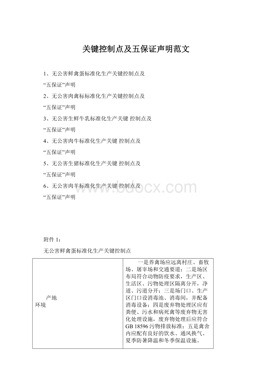 关键控制点及五保证声明范文.docx