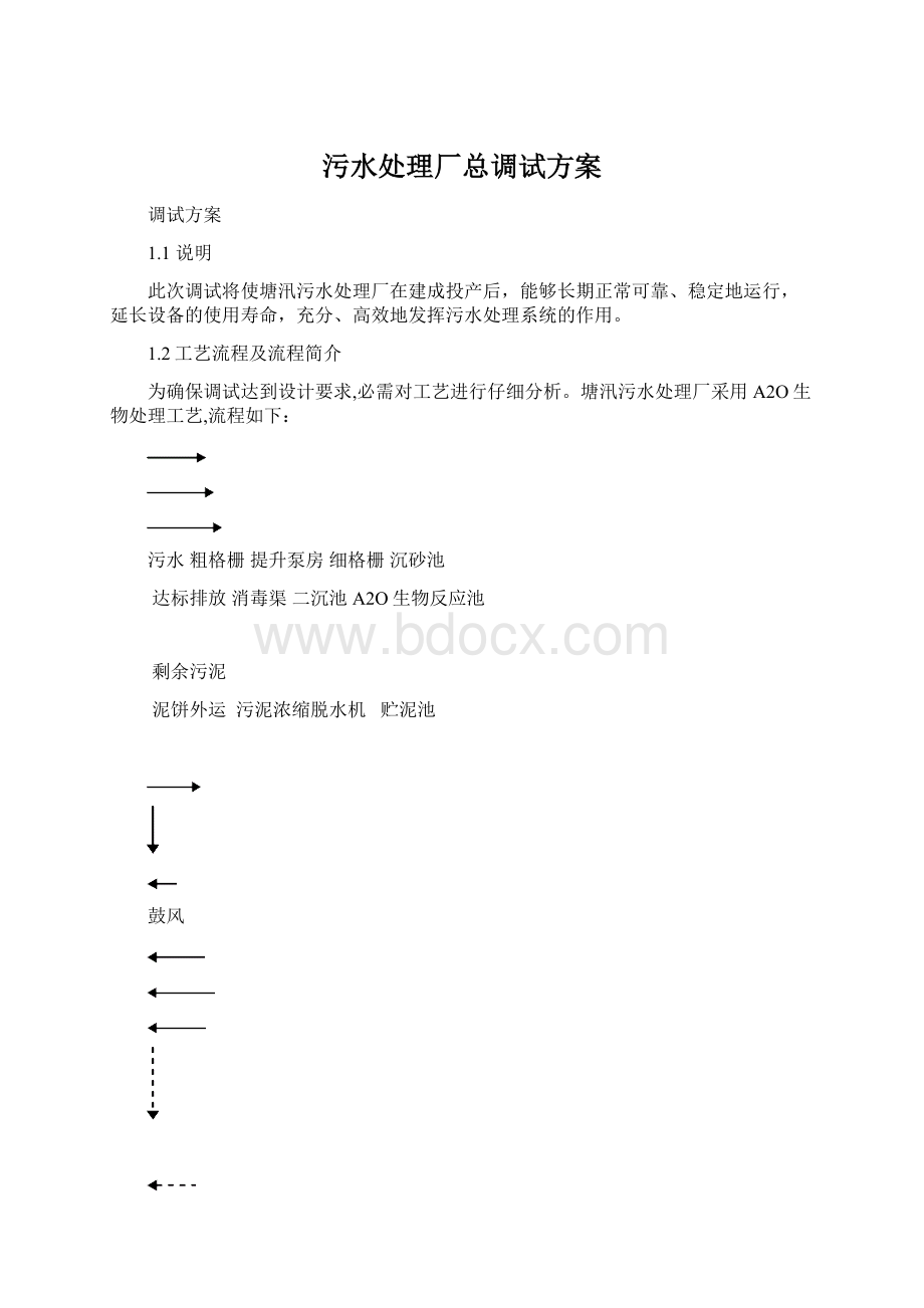 污水处理厂总调试方案Word文档格式.docx