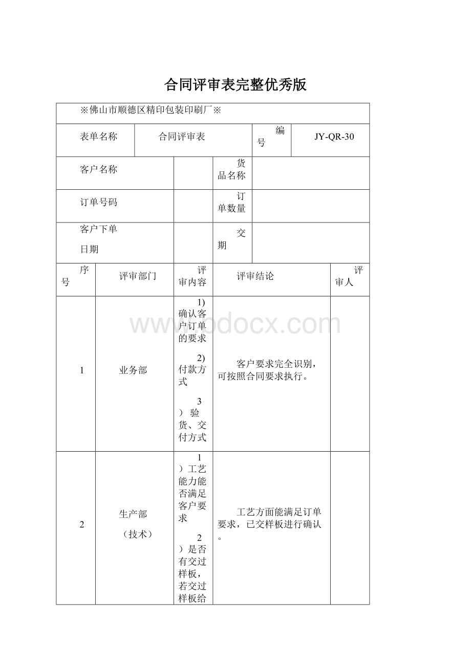 合同评审表完整优秀版.docx_第1页