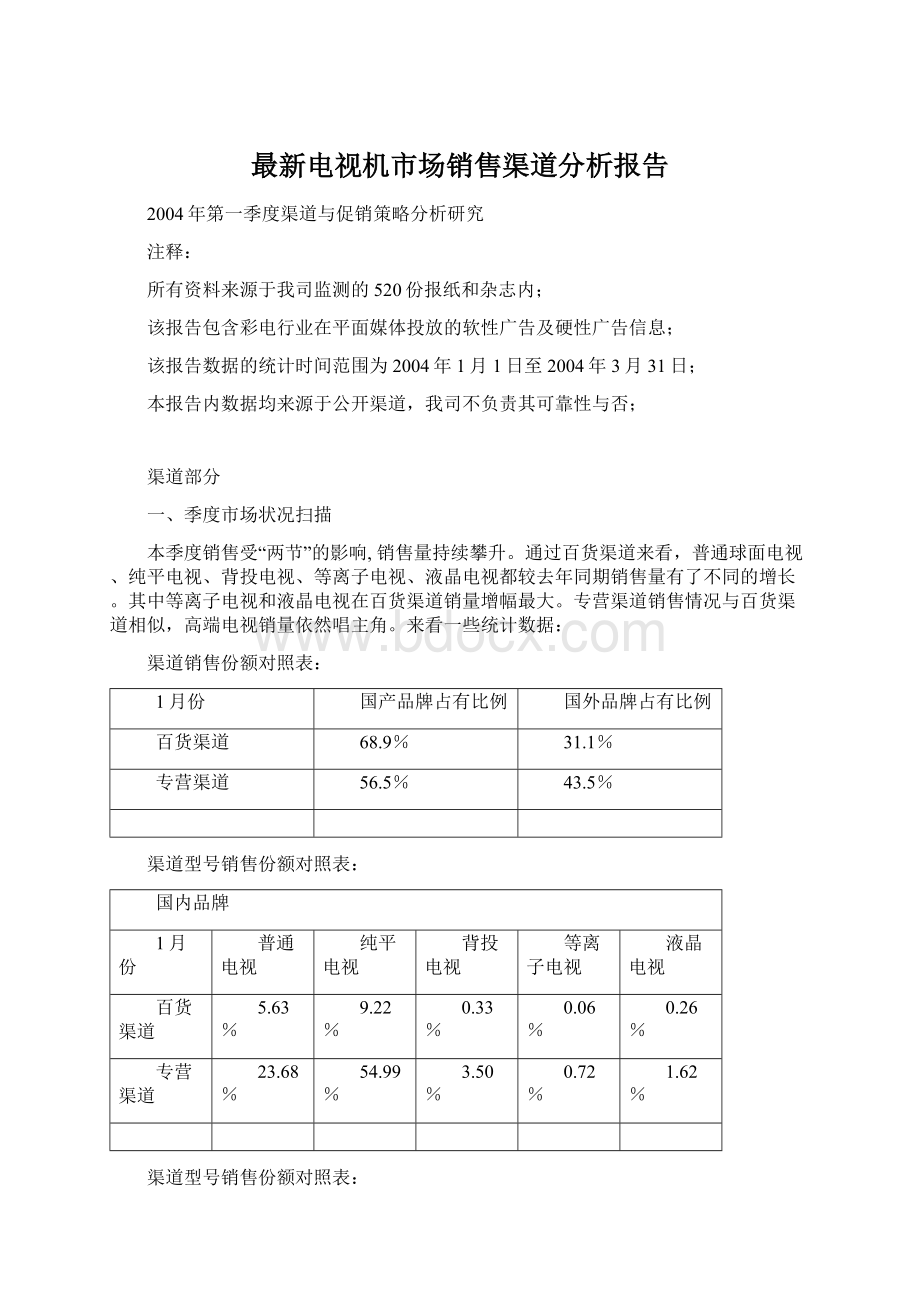 最新电视机市场销售渠道分析报告.docx