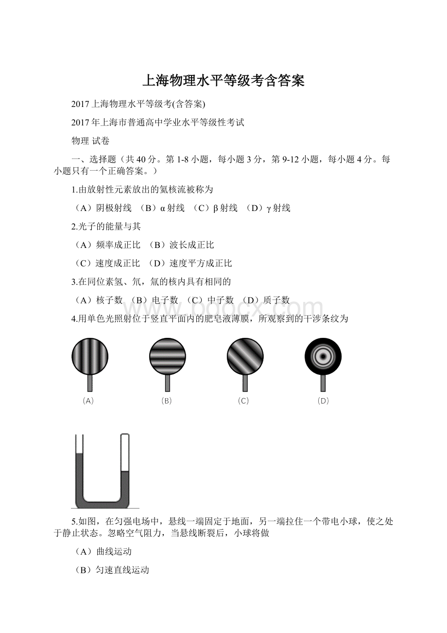 上海物理水平等级考含答案.docx