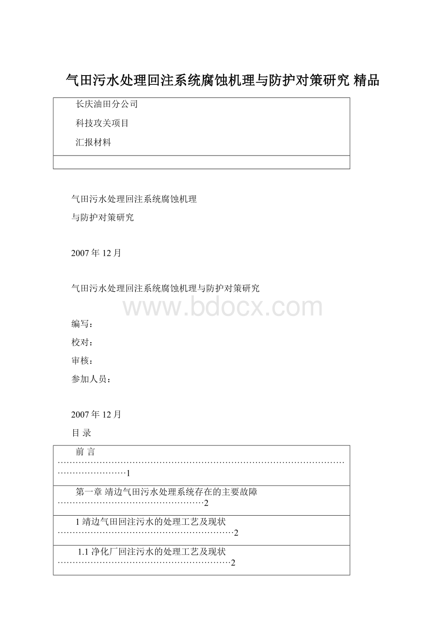 气田污水处理回注系统腐蚀机理与防护对策研究 精品.docx_第1页