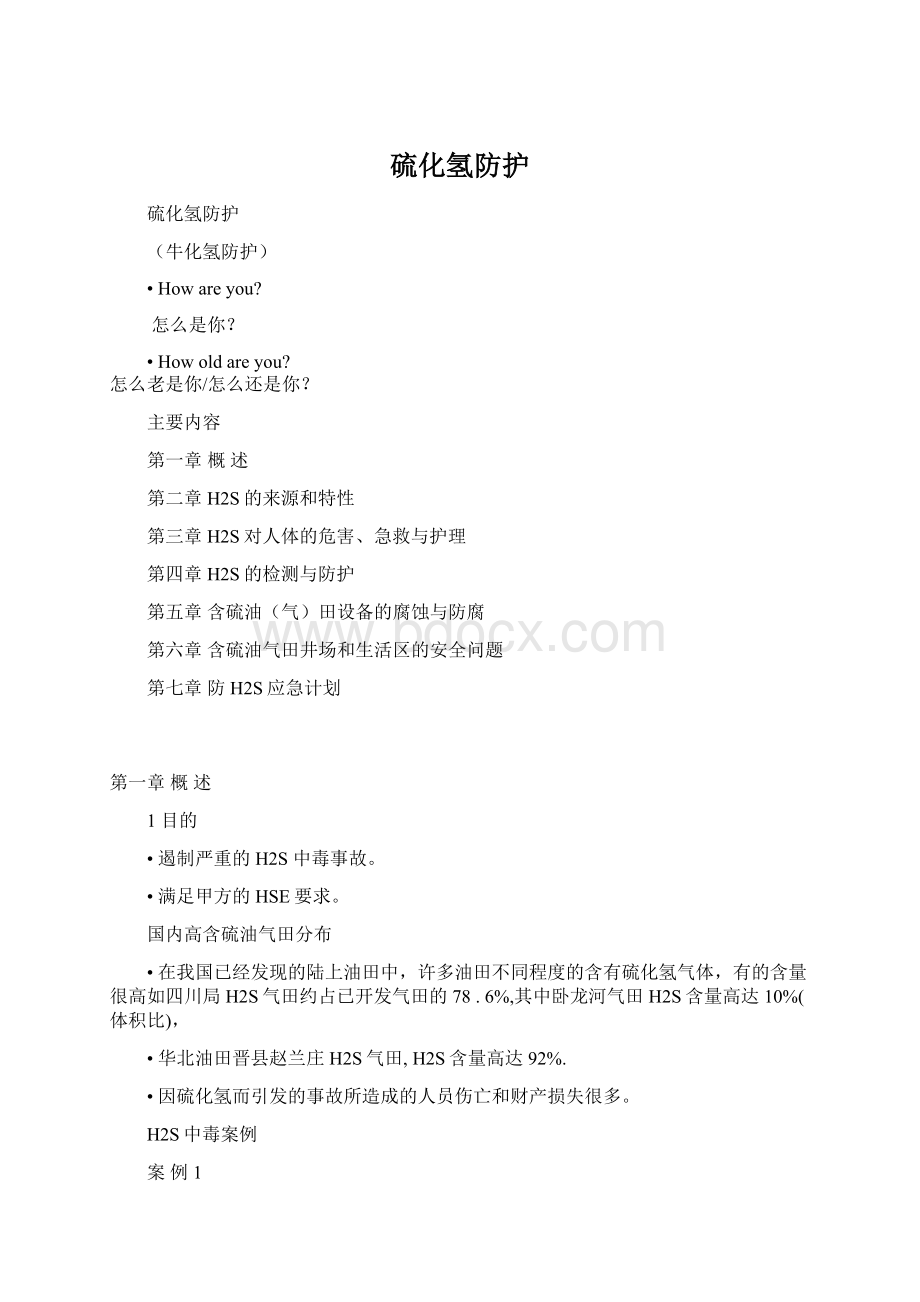 硫化氢防护Word文档下载推荐.docx