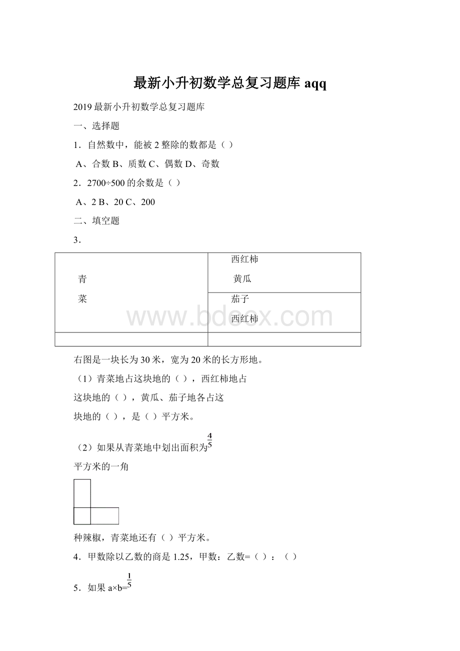 最新小升初数学总复习题库aqq.docx