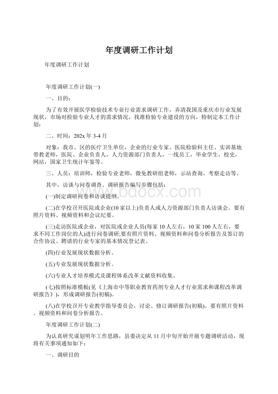 年度调研工作计划.docx