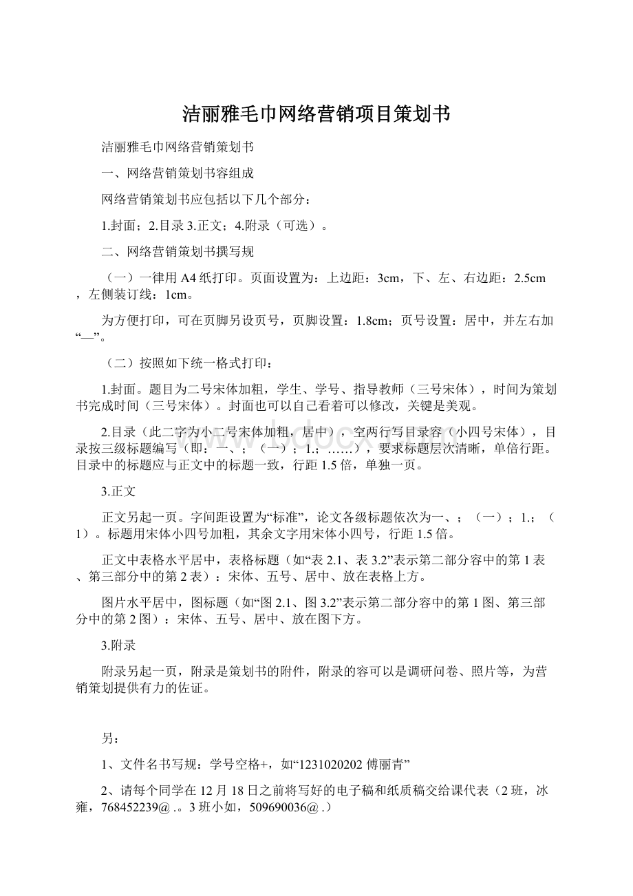 洁丽雅毛巾网络营销项目策划书Word文件下载.docx